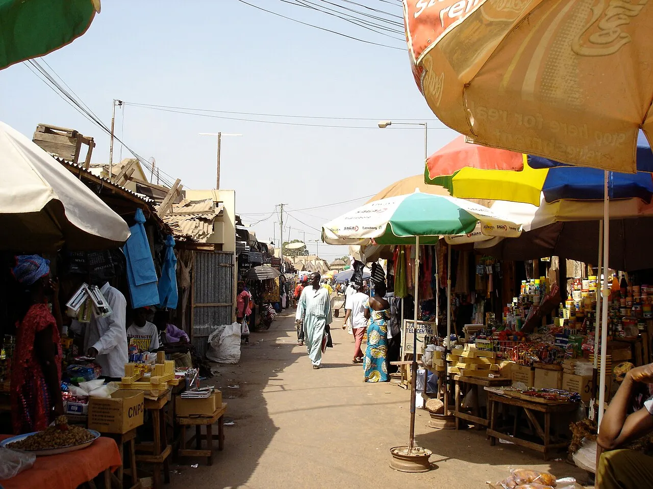 A busy market scene in Brikama, the Gambia.