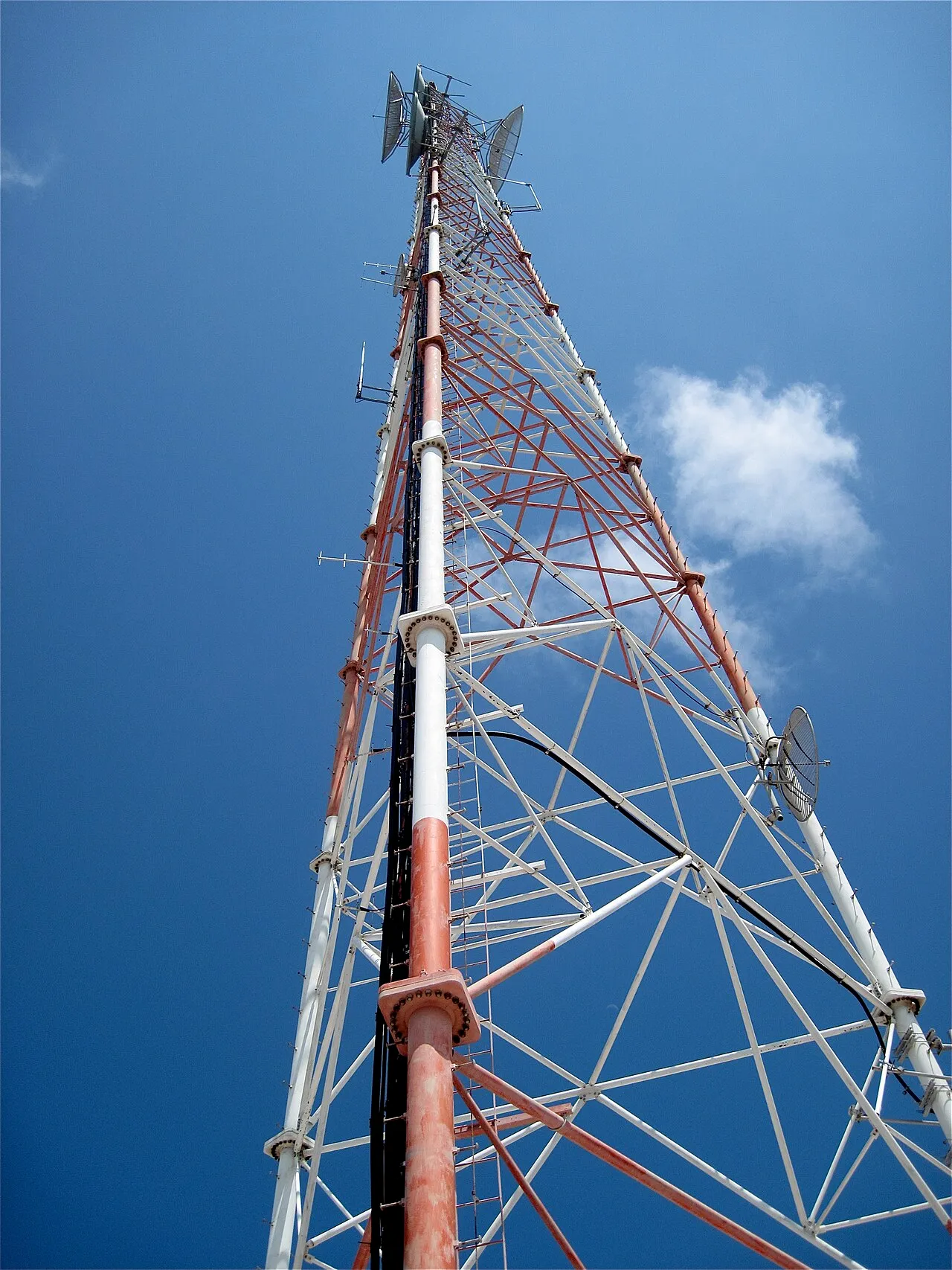 A cellular communications tower on Staniel Cay in the Bahamas' Exuma islands.