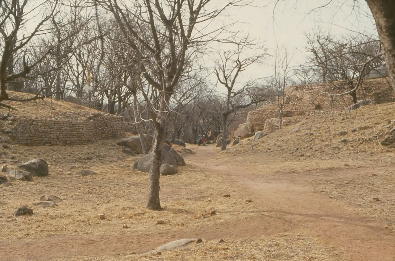 Dry-stone walled terraces of the Khami Ruins, a Torwa-dynasty royal capital near Bulawayo, Zimbabwe.