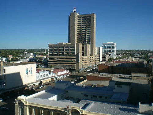 Fife Street in Bulawayo's central business district, seen from a tenth-floor office in Pioneer House.
