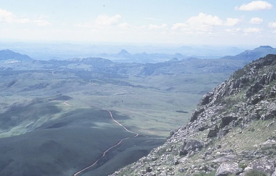 View across the central highlands of Nyanga National Park, Zimbabwe, looking west from Mount Nyangani.