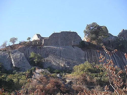 The stone walls of Great Zimbabwe, the medieval ruined city and UNESCO World Heritage Site near Masvingo.