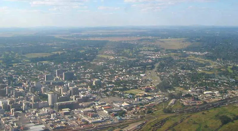 The central business district skyline of Harare, Zimbabwe's capital.